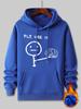 Men's Autumn and Winter Casual Fashion Loose Plz Use It Print Long Sleeved Hooded Sweatshirt Warm Sports Pullover