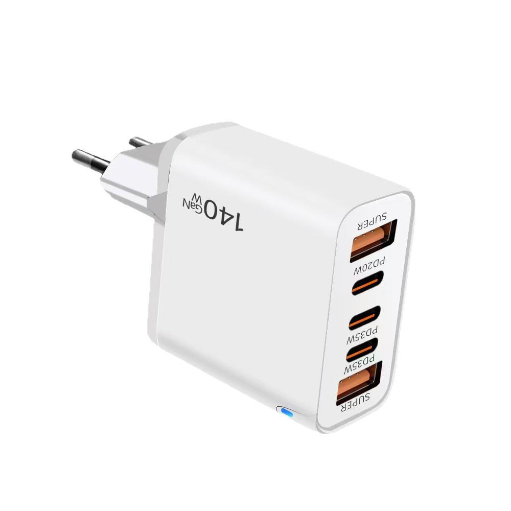 Многопортовое зарядное устройство GaN 140 Вт: Адаптер-переходник Type-C со стандартами США/ЕС/Великобритании, быстрая зарядка PD