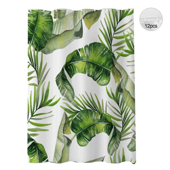 Водонепроницаемая занавеска для душа с крючками, изысканный узор, быстросохнущие растения, принт, занавеска для душа, украшение, принадлежности для ванной комнаты