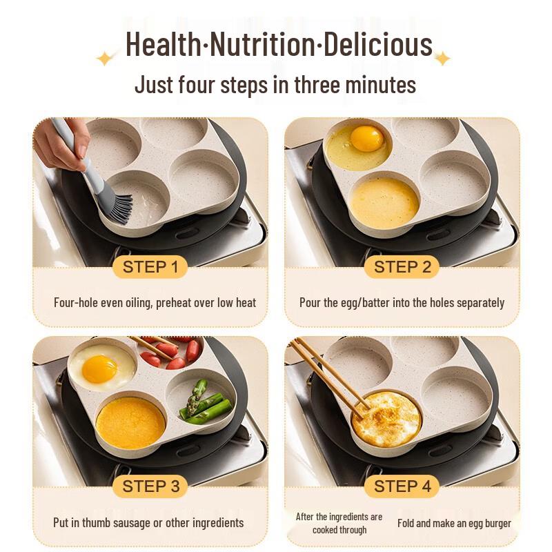 ASD Non-Stick Four-Hole Breakfast Pan for Gas Stoves