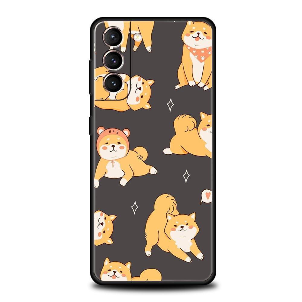 Чехол для телефона с собакой Сиба-ину для Samsung Galaxy S23 Ultra S22 S21 S20 FE 5G S10 S10E S9 S8 Plus Note 20 Мягкий черный силиконовый чехол