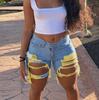 Summer Women's Denim Shorts Torn Raw Edge Shorts