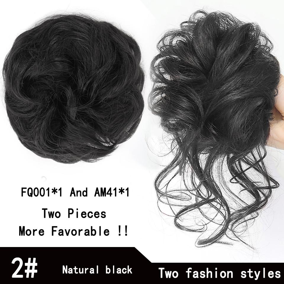 Short Messy Fluffy Chignon Donut Hair Bun Pad Elastic Hair Rope Rubber Band Synthetic Ponytail Hair Extension