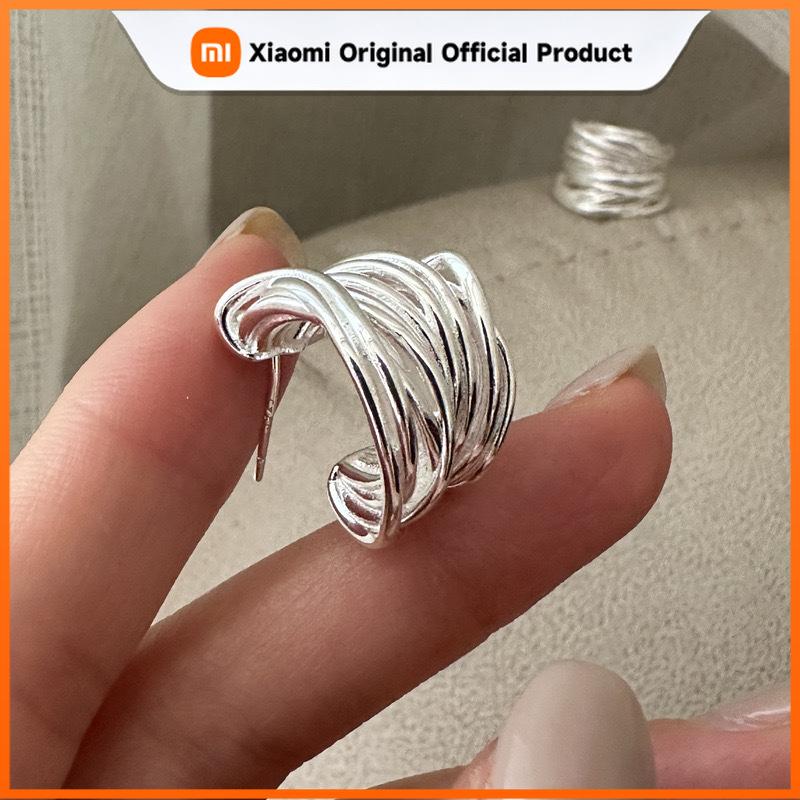 Xiaomi BF CLUB 925 Sterling Silver Earrings For Women Trendy Simple Interware Lines Earring Jewelry Prevent Allergy Party Accessories