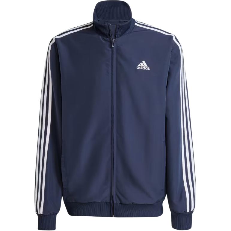adidas Полосатый воротник-стойка молния длинный рукав эластичный пояс манжеты повседневный спортивный костюм мужские костюмы темно-синий IY6656
