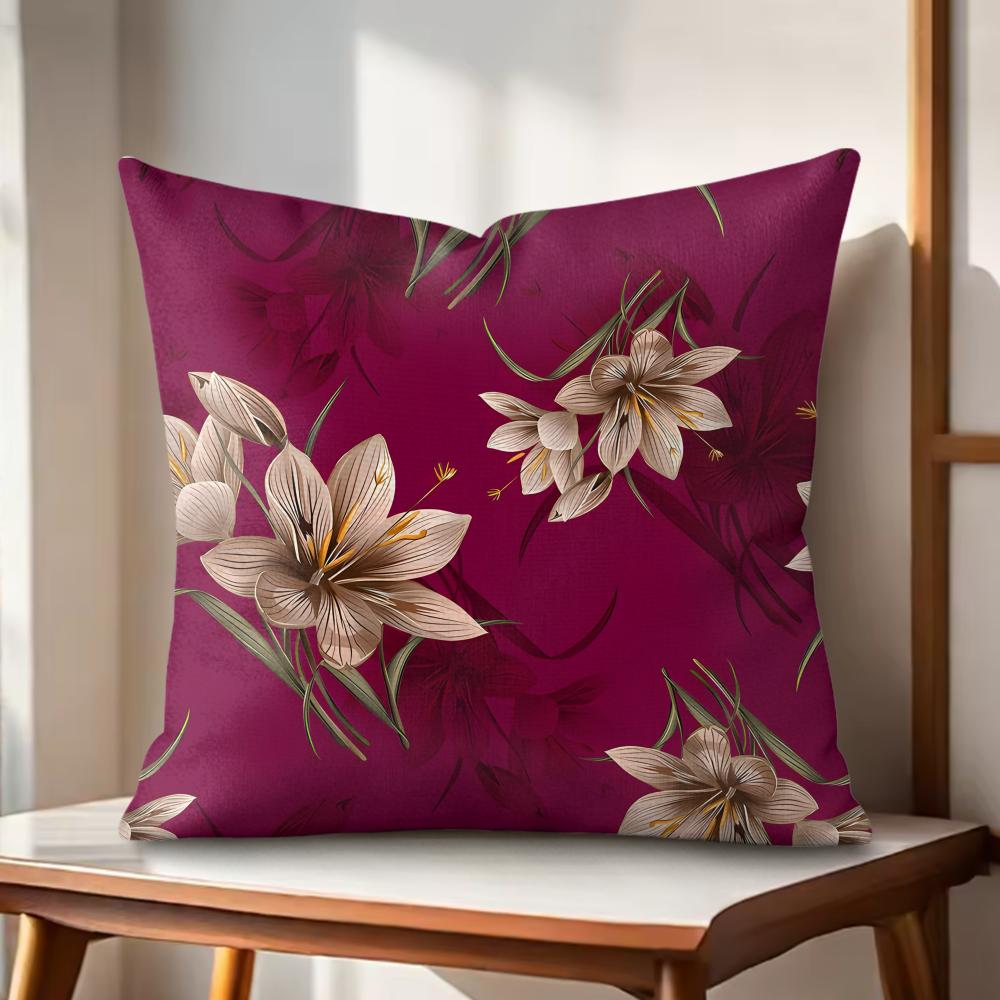Classic Floral Print Cushion Cover Natural Linen Organic Fabric DoubleSided Printing Couch Pillow Covers Home Decor Gift