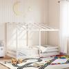 VidaXL Children's Bed with White Roof 100x200 Cm Solid Pine Wood, Children's Bed Frame, Wooden Children's Bed, 846998