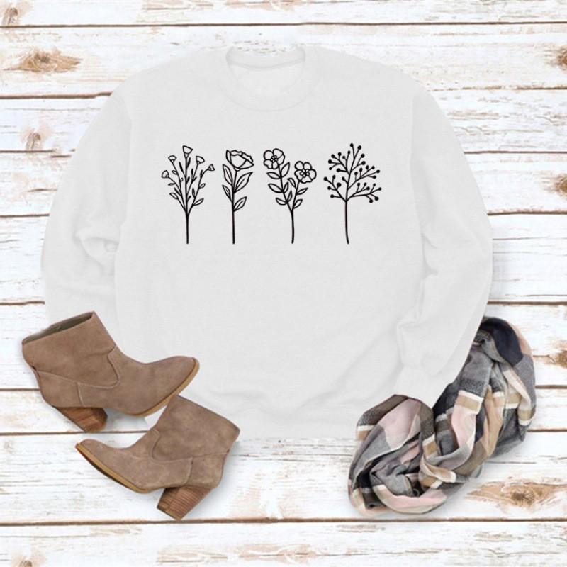 Womens Fall Winter 4 Floral Print Casual Long Sleeve Hoodie