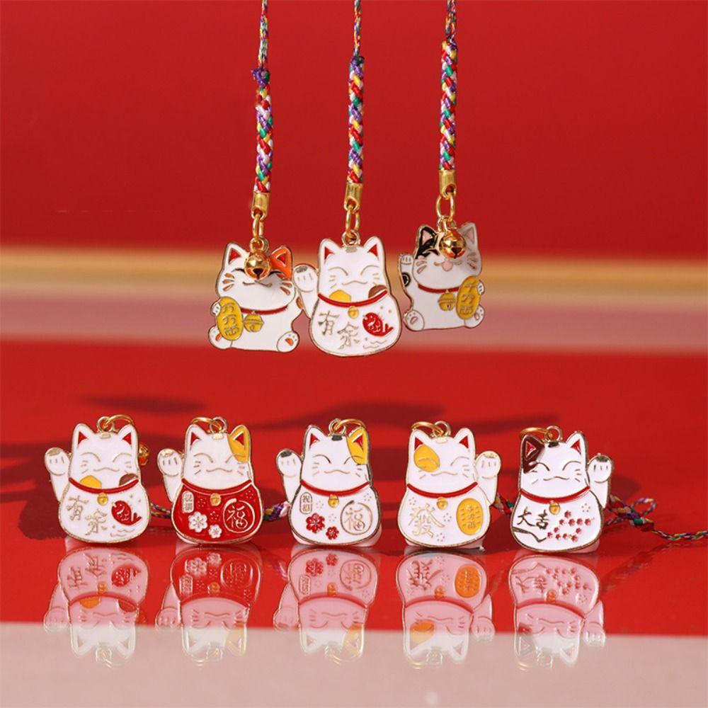 Lucky Cat Chinese Style Cat Phone Pendant Polyester Fortune Cat Phone Chain Bag Charm