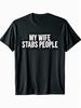 Funny My Wife Stabs People Husband T-Shirt - Soft Cotton Breathable Tee with Wife Joke Graphic, S-