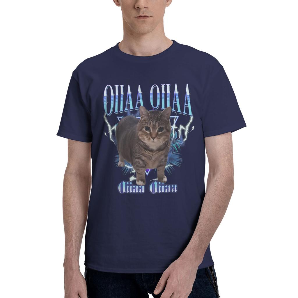 Милая OIIA OIIA CAT Футболка с мемом про вращающегося кота Мужская Смешной кот 100% Хлопковые футболки Летняя футболка с круглым вырезом Горячая распродажа Топы больших размеров