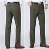 Мужские дышащие повседневные брюки, хлопковые легкие прямые брюки с высокой талией для мужчин, удобная посадка, свободные деловые рабочие классические брюки с карманом
