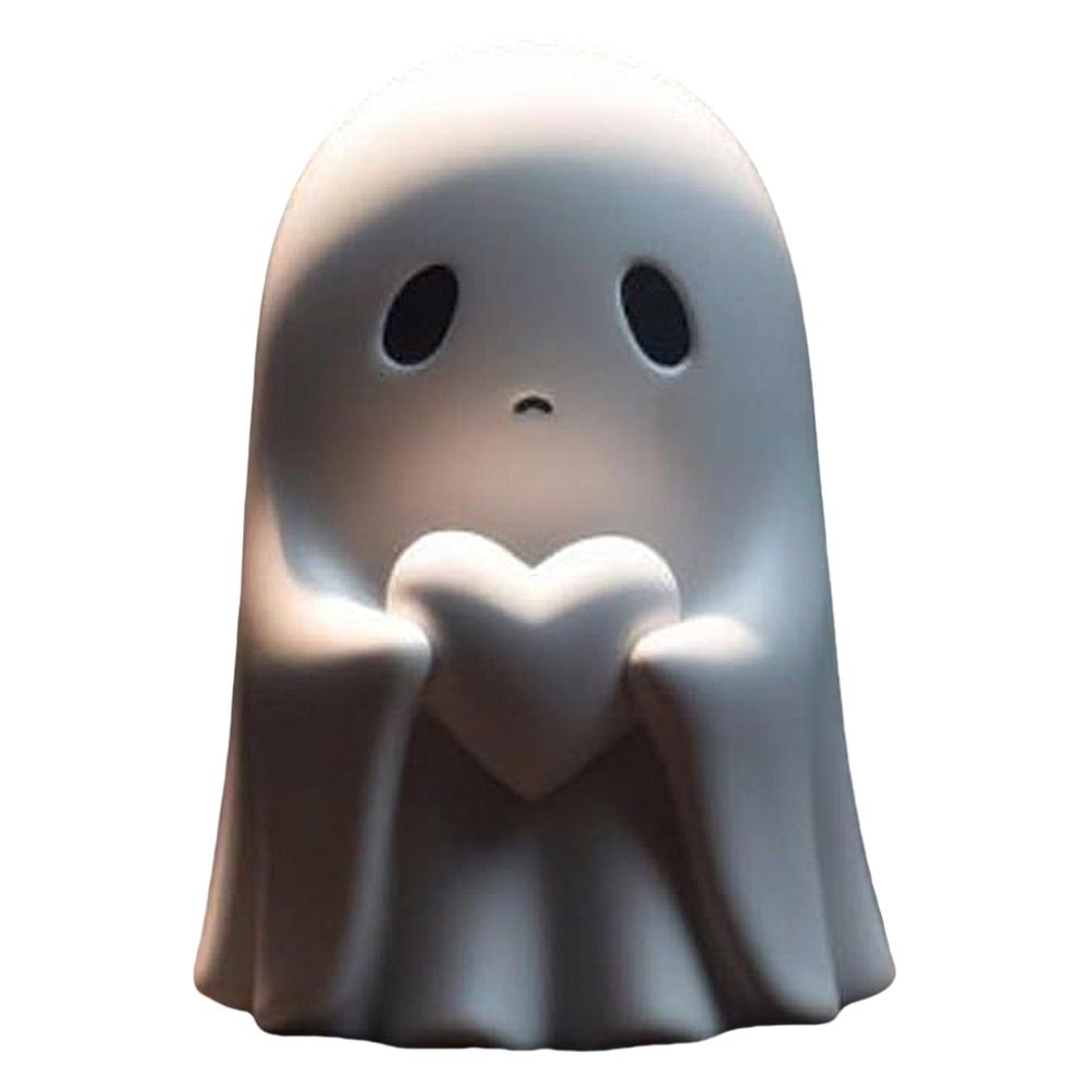 Милая статуя призрака на Хэллоуин из смолы, мультяшное украшение для призрака, креативное миниатюрное настольное украшение для офиса на Хэллоуин из смолы