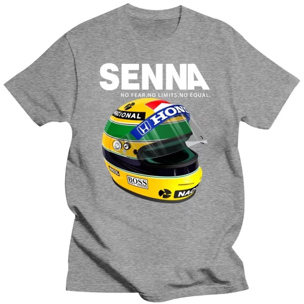 Мужская летняя футболка Ayrton Senna Helmet Футболки Топы Одежда 1 Гоночный автомобиль Мужская футболка с круглым вырезом и коротким рукавом Популярная мужская футболка большого размера