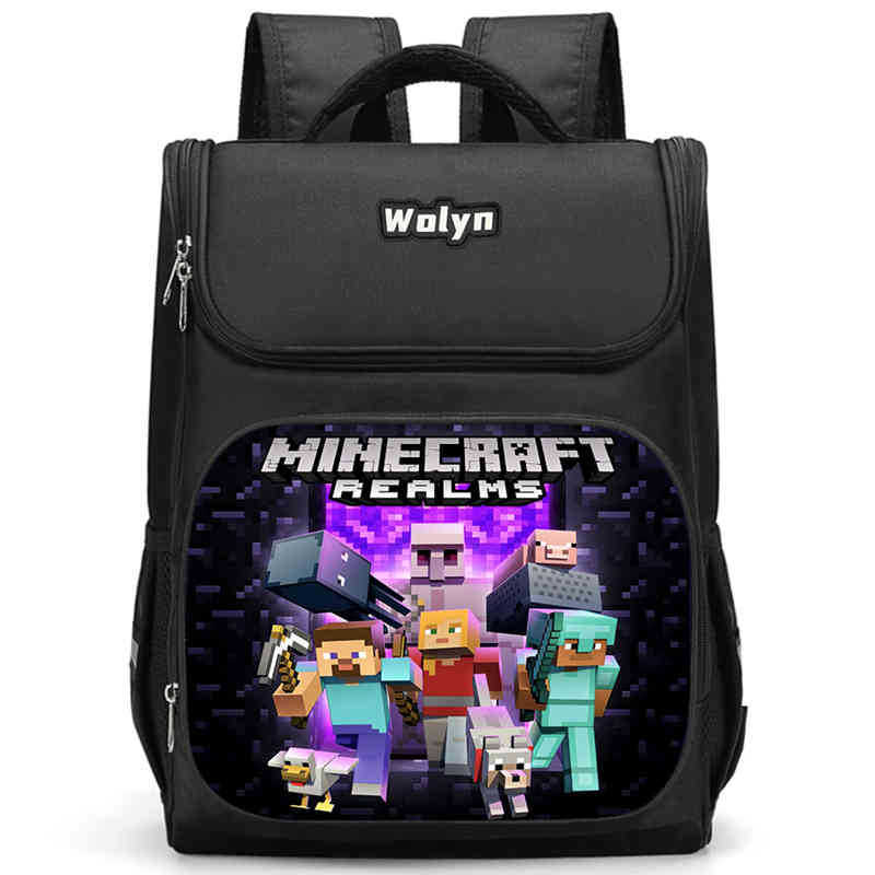 Школьный рюкзак Minecraft Многофункциональный Высококачественный Защита позвоночника для снижения нагрузки, Обязательный удобный рюкзак для учеников