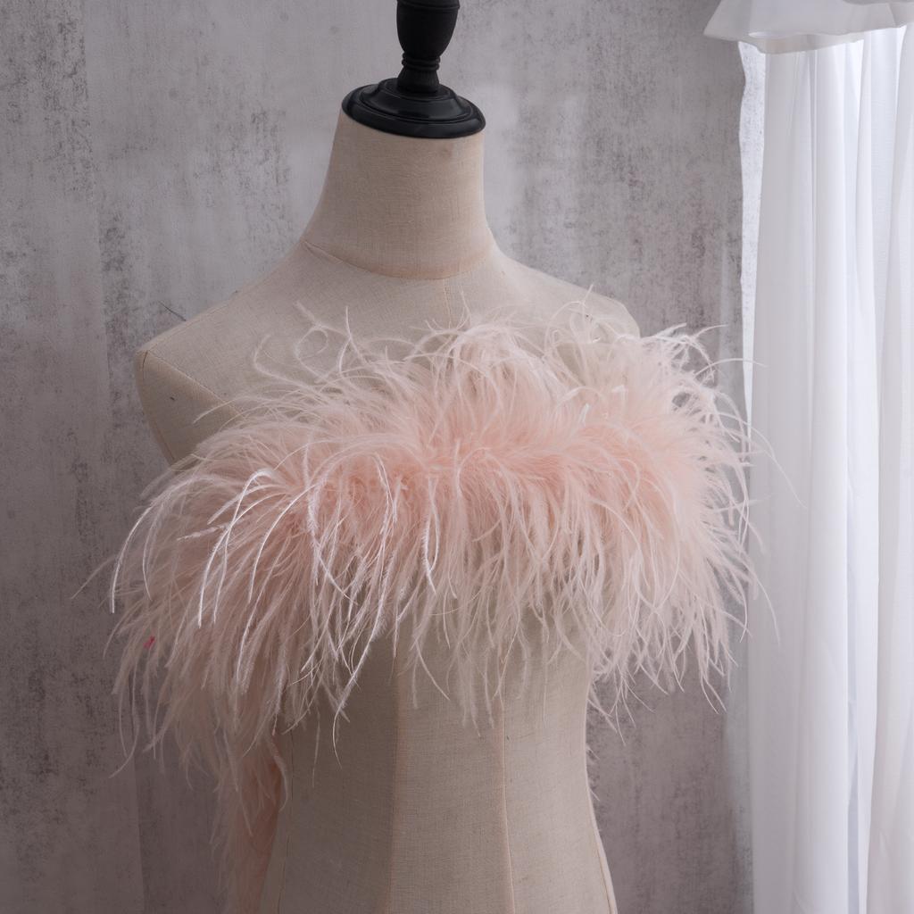 3 Layers Of Color Encryption Bold Ostrich Feather Strip Catwalk Latin Dance Dress Fashion Diy Handmade Clothing Accessories