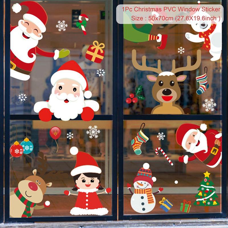 Christmas Window Sticker Merry Christmas Decorations For Home 2026 Cristmas Ornament Xmas Navidad Natal Gifts New Year 2026