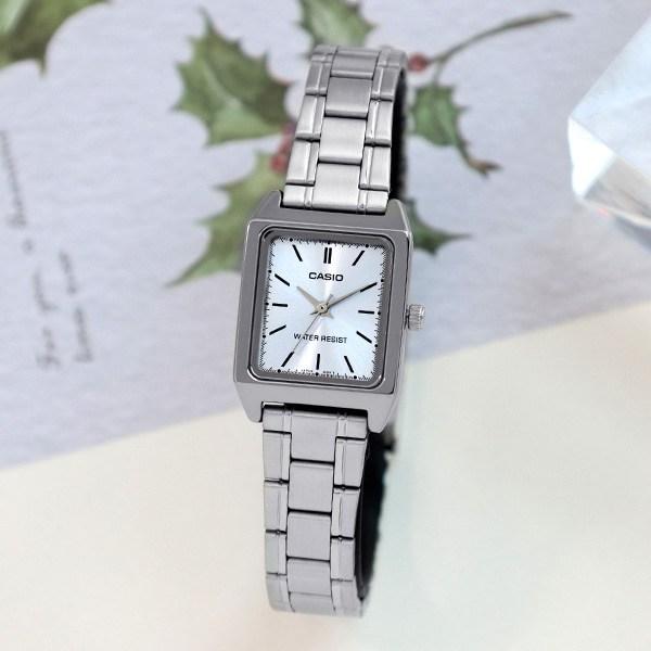 Casio Women's Fashion Metal Wristwatch + Battery Exchange Ticket Package