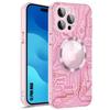 Case for iPhone 15 Pro Max with Magnetic Circle and Camera Protection, Shockproof Rigid Translucent Pink - Printed Circuit Board Pattern