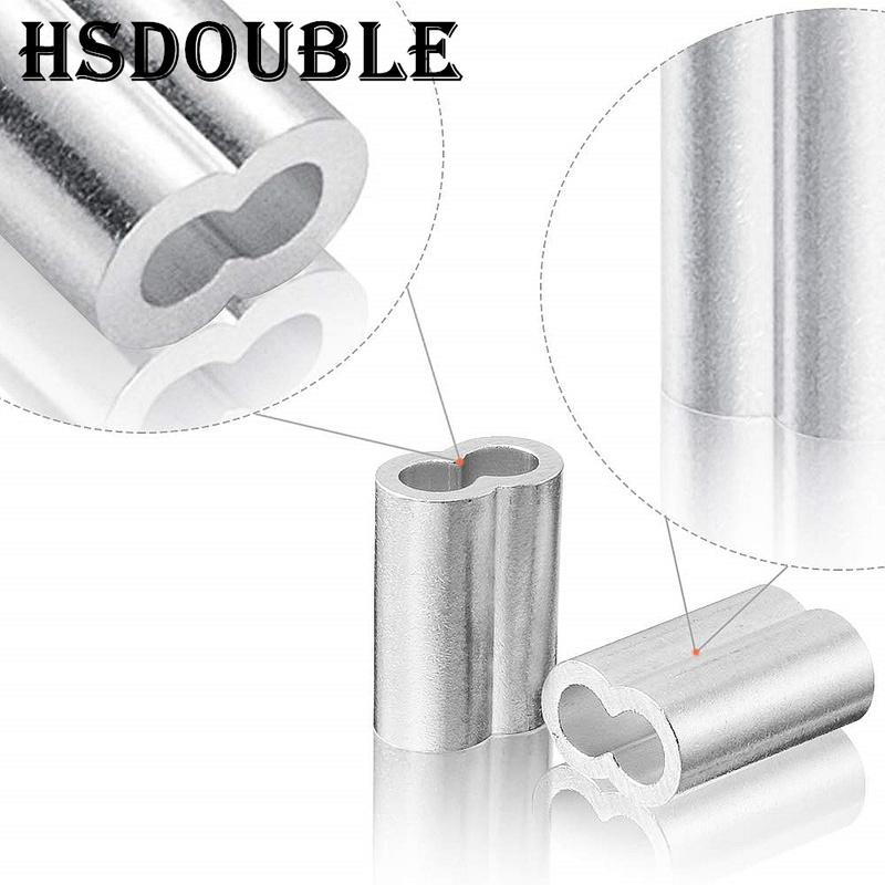 1-100Pcs Double Hole Cable Crimp Sleeve M1 to M12 Wire Ferrules 8-Shape Aluminum Cable Stopper Crimp Rope Hardware Accessories