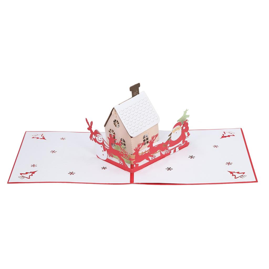 3D рождественские открытки Play Music Cute House Изысканная работа Рождественские всплывающие открытки с конвертом f