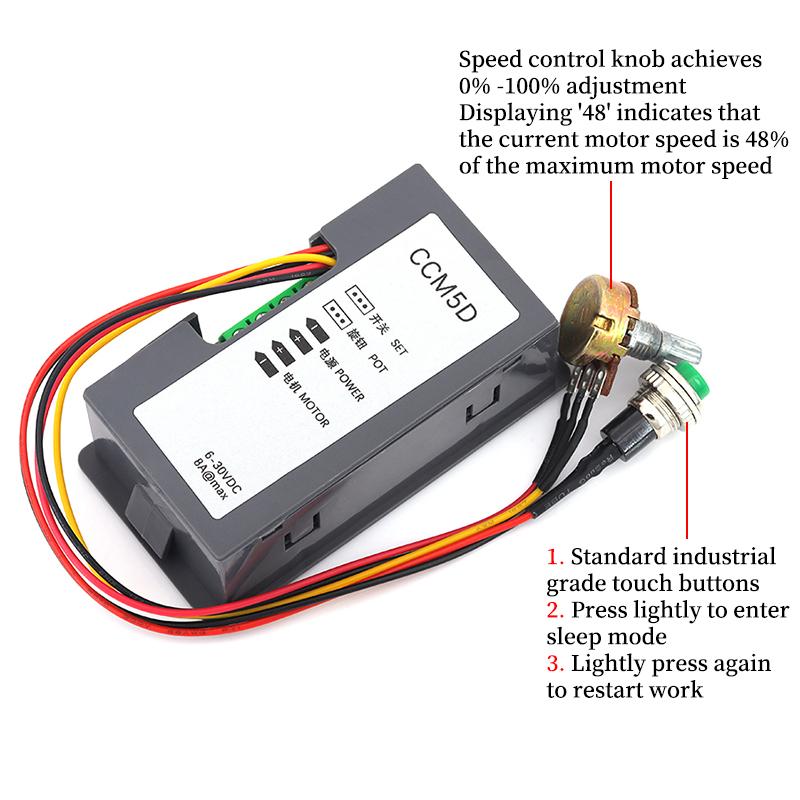 CCM5D Digital PWM DC Motor Speed Module DC6 12 24V Stepless Speed With Housing Display Duty‑Cycle Controller