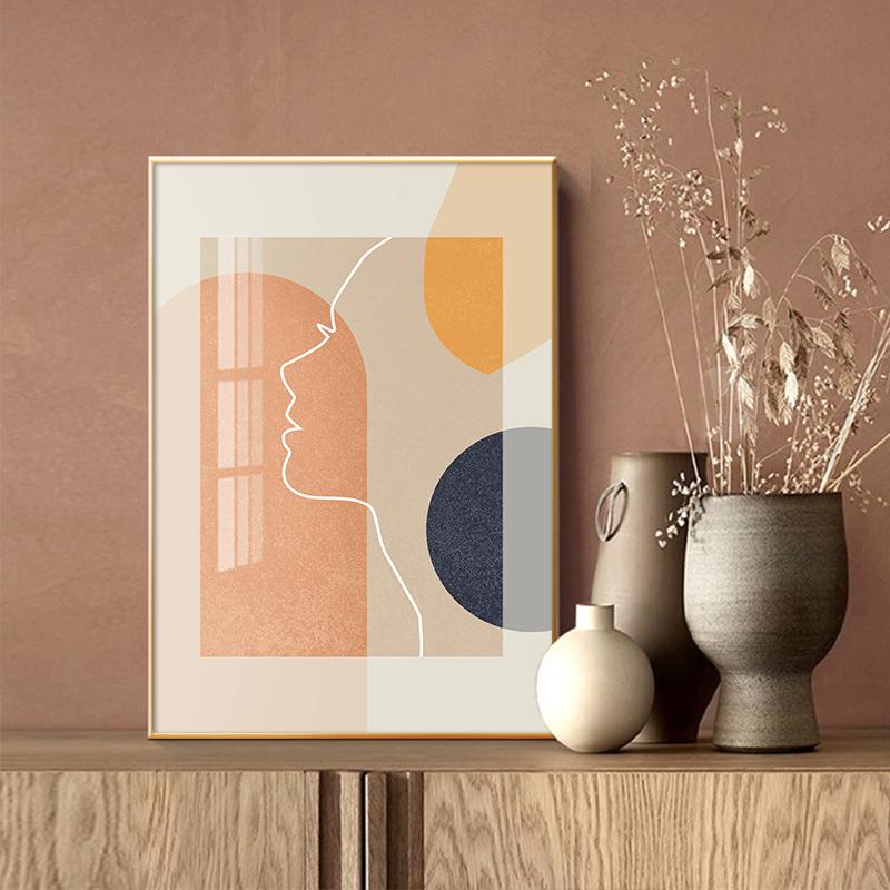 Геометрическая абстрактная линия женский постер Моранди оранжевый красочный холст картина настенная художественная печать картина для украшения гостиной