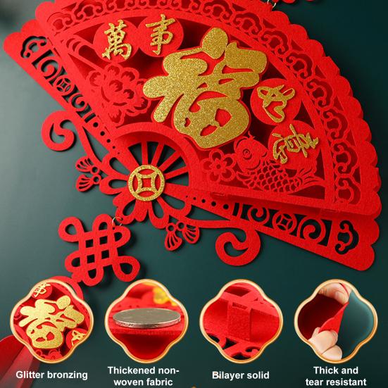 Китайское новогоднее украшение из фетра, весенний фестиваль, кулон «Фу Фортуна», китайские подвесные украшения на удачу для новогоднего декора двери