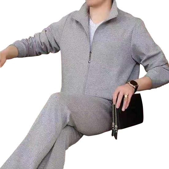 2 шт./компл. мужской спортивный костюм с лацканами, длинным рукавом, застежкой-молнией, пальто с эластичной талией