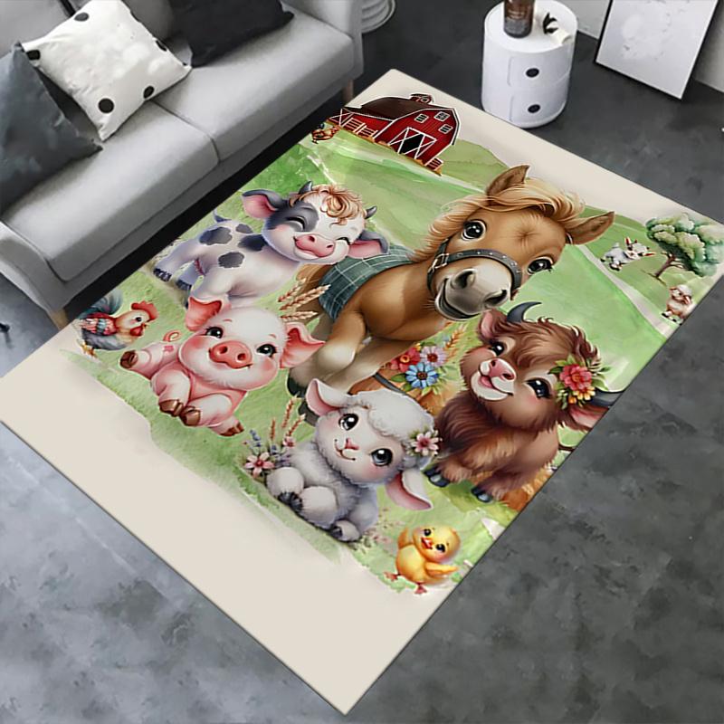 Chair Mat Office Carpet: Large Size, Cute Farm Animal Print, Home Decor for Sofa, Office Use, Gift Idea for Bedroom, Living Room & Various Rooms