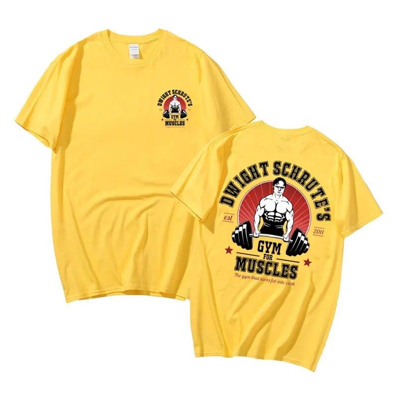 Powerhouse Gym Geek Dwight Schrute S Gym for Muscles Двухсторонняя футболка с принтом Унисекс Женская футболка Harajuku Футболки унисекс из хлопка