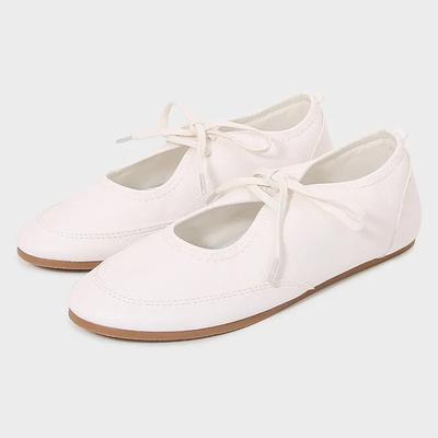 Модные Элегантные Белые На шнуровке Брендовые Балетки Женские Модные Туфли Мэри Джейн с Круглым Носком и Мелким Вырезом Уютные Легкие Высококачественные Сатиновые Лоферы