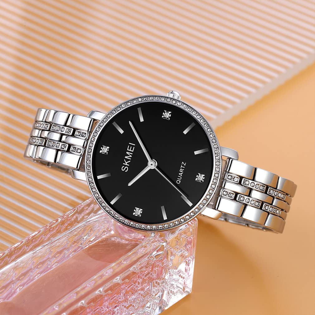 Часы Простые Стильные Классические Часы с Большим Ремнем Водонепроницаемые Аналоговые Кварцевые Брендовые Нержавеющая Сталь Бизнес Роскошь Подарок Серебристые Черные Женские