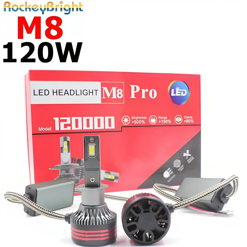 M8 Pro 120W 12000LM H7 LED Headlights Bulb H7 H8 H11 Car Headlight M8 LED Headlight Kit