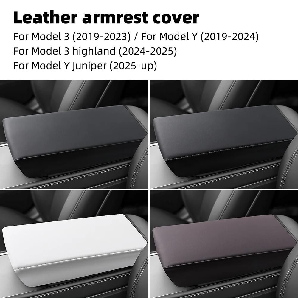 ABS Leather Center Console Protector Cover Armrest Interior Molding for Tesla Model 3 2019-2025 Model Y 2025-2026