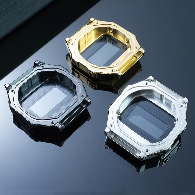 Металлический корпус из нержавеющей стали для Casio Маленький квадратный Модификация A168 Обновление Корпус часов из нержавеющей стали Золотой цельнометаллический корпус