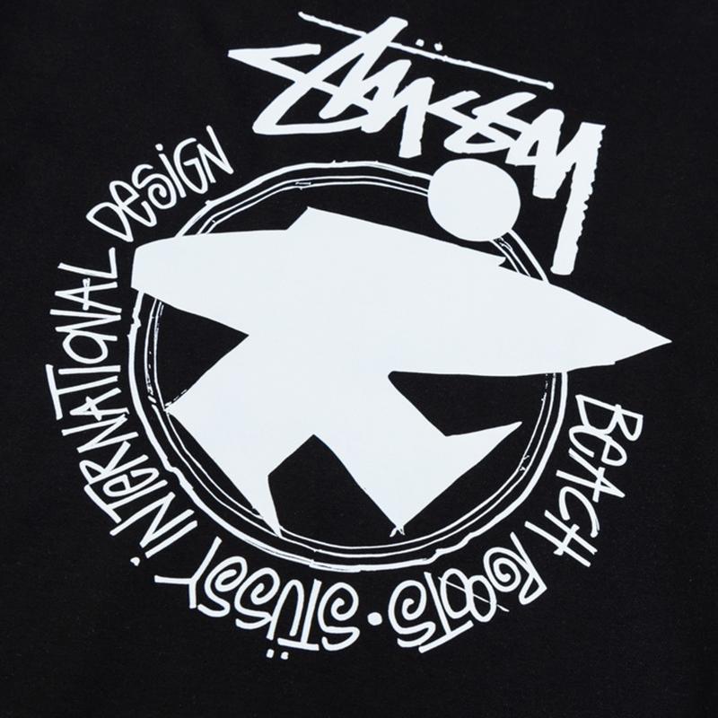Stussy Летняя новая футболка с круглым вырезом из высококачественного хлопка 2025 года для мужчин и женщин с принтом доски для серфинга, парная футболка