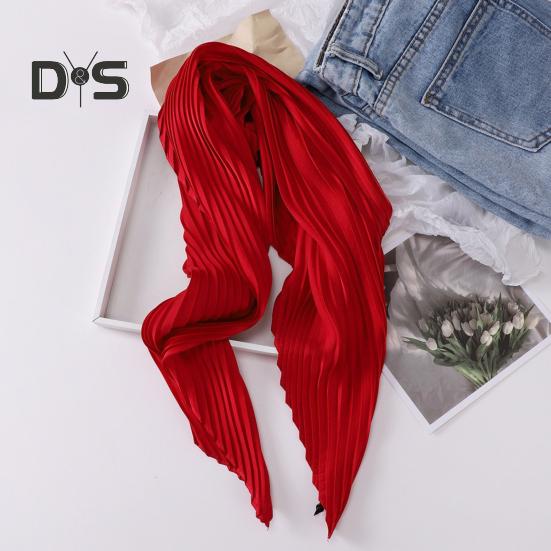 Women Pleated Scarf Solid Color Lightweight Breathable Scarf Soft Comfortable All-Season Shawl Scarf Everyday Wear