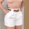 Женские летние шорты с высокой талией, застежкой-молнией на пуговицы, широкие шорты с карманами, свободные, удобные шорты