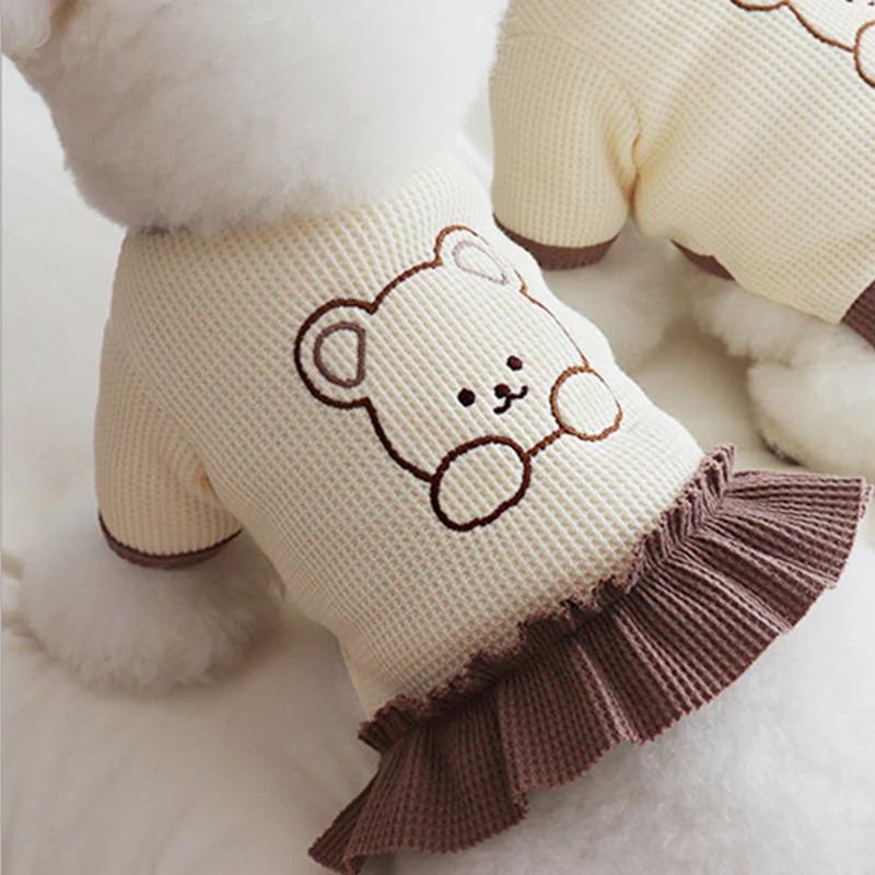 Корейский стиль одежда для домашних собак парная одежда для маленьких собак рубашка милое платье юбка для кошки собаки Чихуахуа Йоркширский терьер одежда для собак мопс