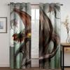 Customize Red Medieval Fantasy Dragon Design 2 Panels Thin Window Curtains for Living Room Bedroom Drape Decortion