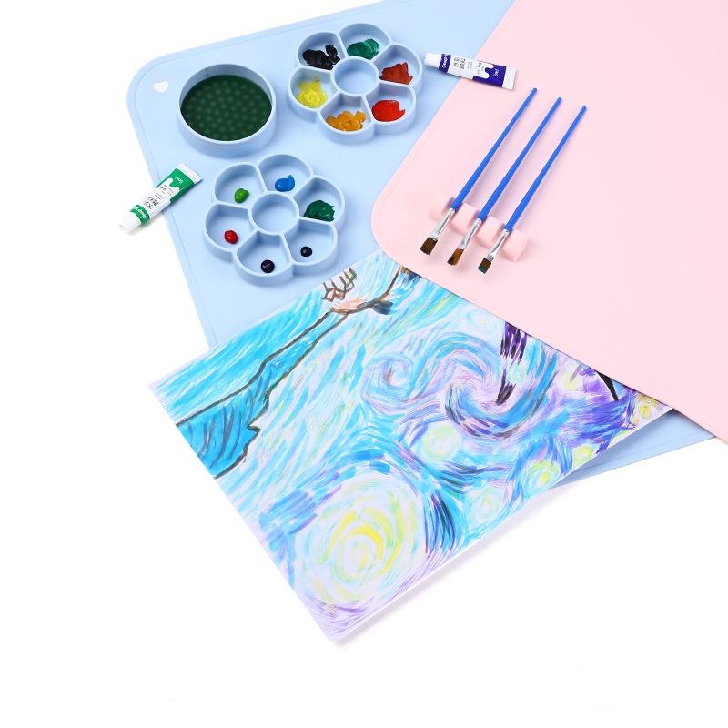 Kids Silicone Painting Pad Drawing Toys Washable Silicone Pad Multifunctional Silicone Art Painting Art Clay Graffiti Mat