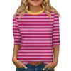 Children's 3/4 Sleeve Tops Casual  Print T Shirt Round Neck Pullover Blouse