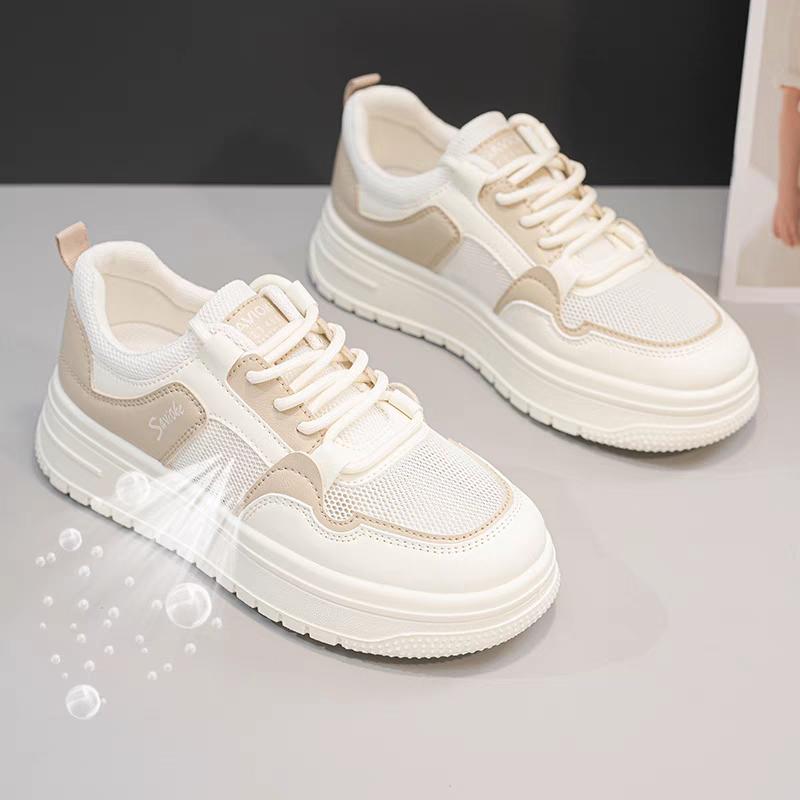 Fashionable Casual Shoes  Summer Mesh Breathable Versatile New White Shoes Women's Thick Sole Heightening Sneakers