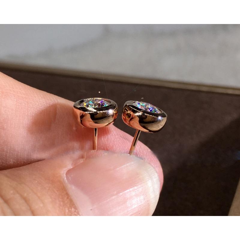Круглые Алмазные Серьги-Гвоздики 14K Розовое Золото Для Женщин Для Девочек Золотой Цвет Белый Кубический Цирконий Серьги Модные Гвоздики