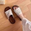Flax Pleated Slippers Women's Summer Wear New Holiday Style Flat Bottom Soft Bottom Beautiful Cool Slippers Women
