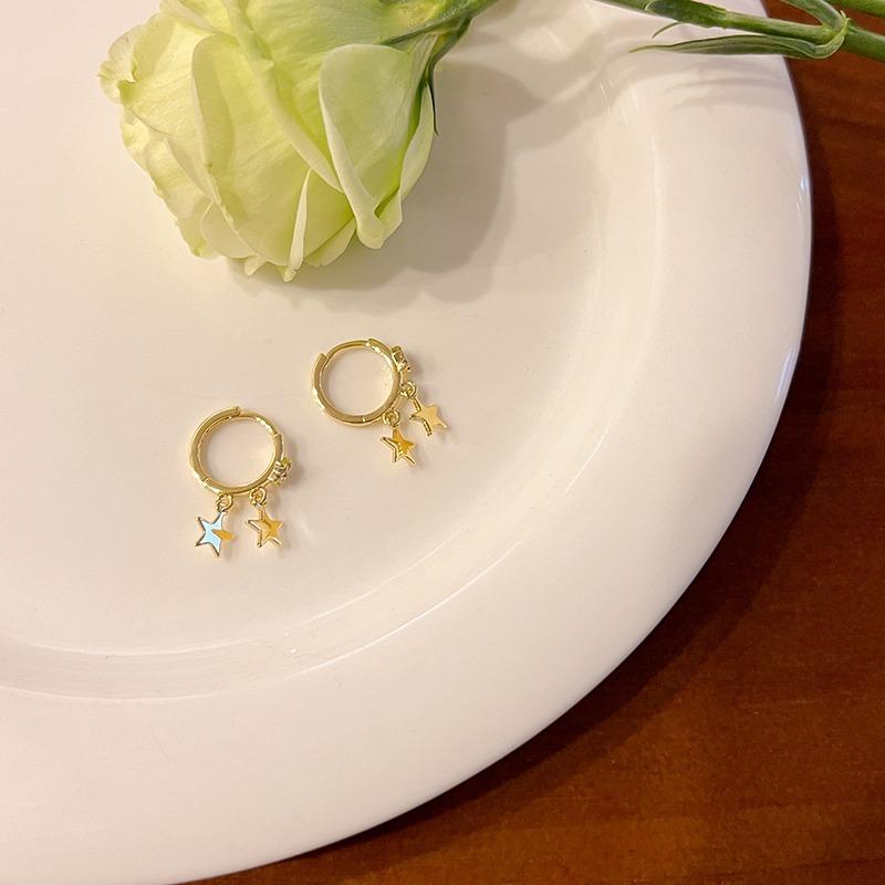 Женские простые легкие роскошные серьги-пряжки в форме пентаграммы с микро-инкрустацией циркония, серьги-гвоздики Niche Design