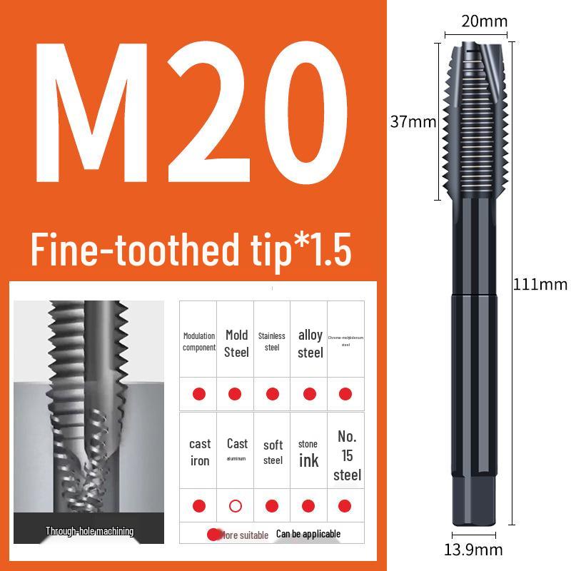 65° Машина для азотирования Спиральный метчик для нержавеющей стали, Размеры M3-M12