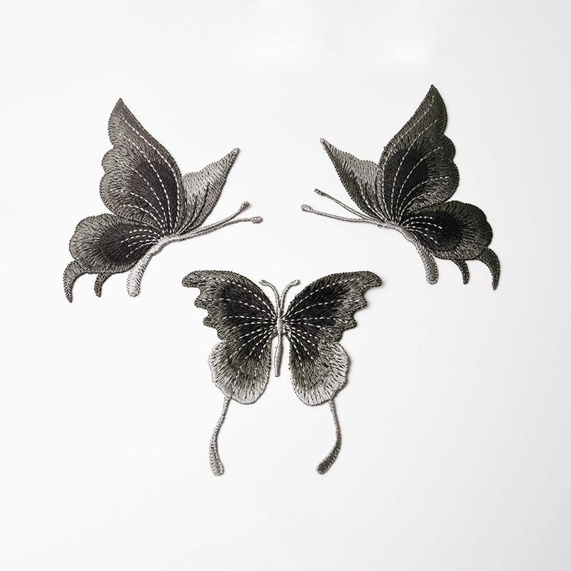 3шт синие кружевные вышитые нашивки-бабочки пришить одежду аппликация танцевальное платье