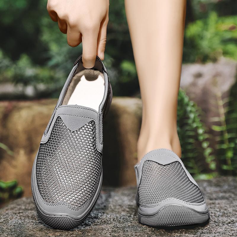 Летняя мужская повседневная обувь с дышащей сеткой, мужские лоферы, удобная обувь для вождения, мокасины, мужская обувь на плоской подошве